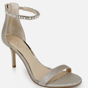 Jewel Badgley Mischka Womens Landen Dress 3" Heel Sandal Gold Glt Shoes Size 6.5